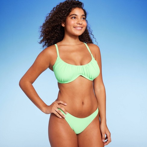 Women's Shirred Underwire Bikini Top - Wild Fable™ Light Green D/dd Cup :  Target