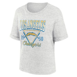 NFL Los Angeles Chargers Women's Oatmeal Heather Rolled Sleeve T-Shirt - 1 of 3