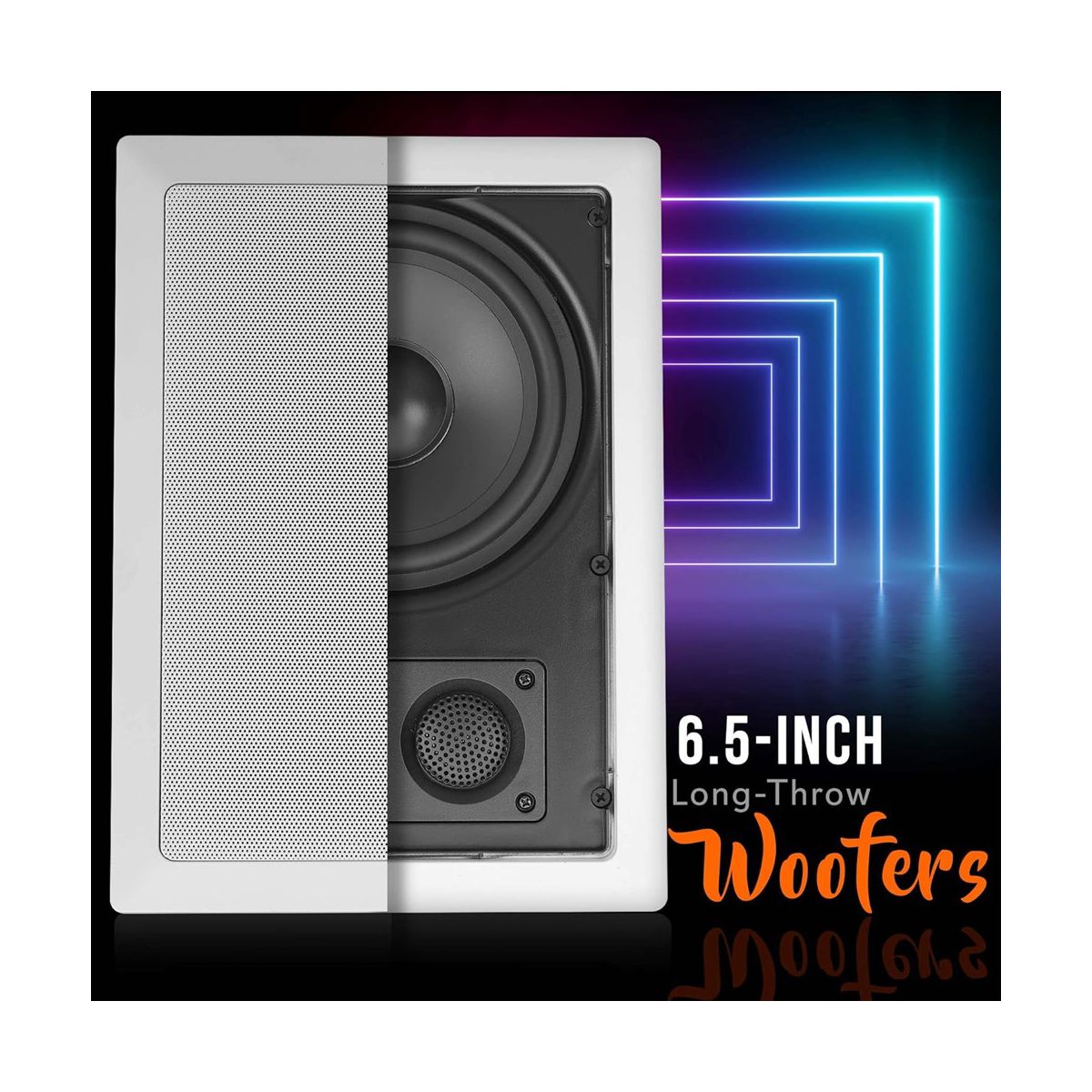 Pyle In-Wall Dual 6.5'' Speakers for Home Theater with Enclosed Design, White Finish, Easy Installation - thumbnail 2