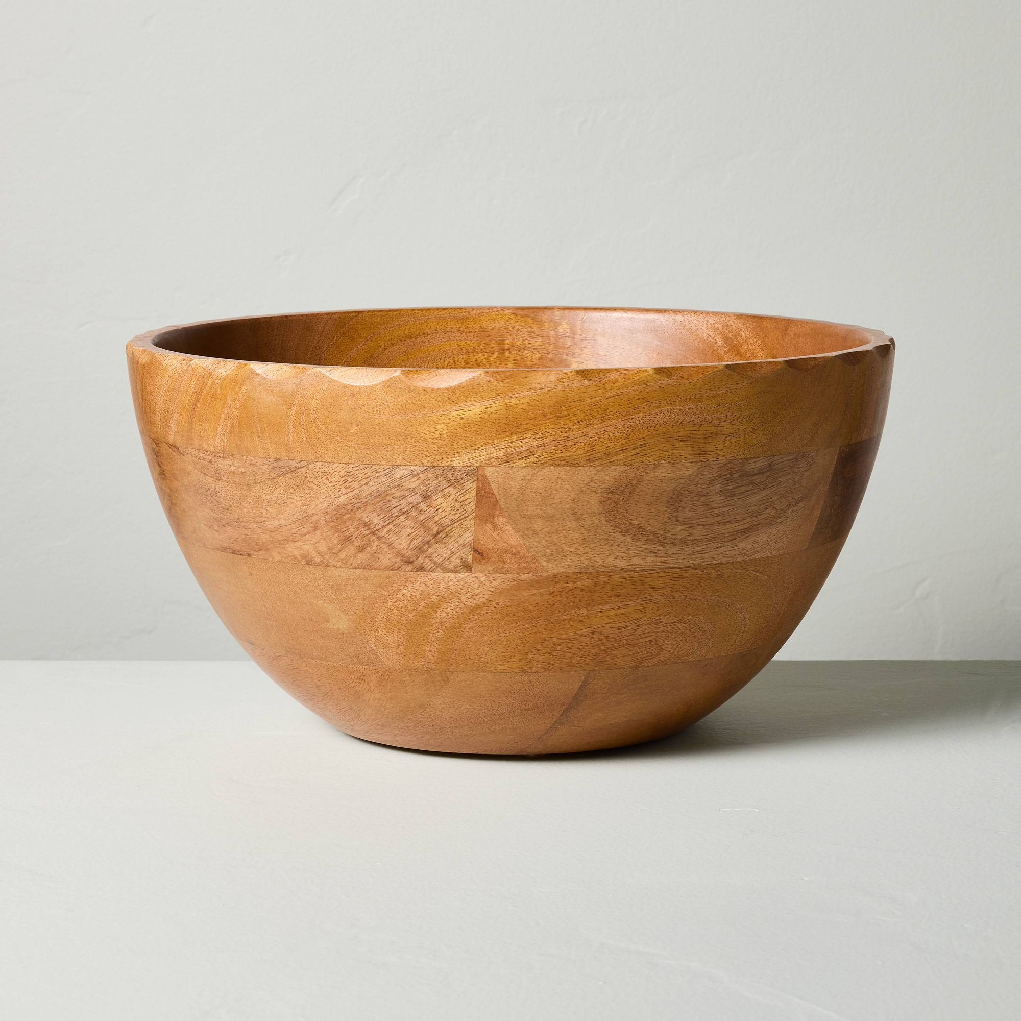 Large Carved Edge Wood Bowl Mid Tone - Hearth & Hand™ with Magnolia
