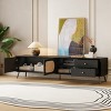 Bella Depot 70" TV Stand for TVs up to 80", Mid Century Modern Entertainment Center with Rattan Doors, 2 Drawers, and Open Shelf - 4 of 4