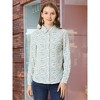 Allegra K Women's Point Collar Long Button Sleeve Button Down Floral Shirt - 2 of 4