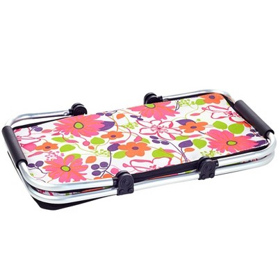 Floral Insulated Picnic Basket with Aluminum Handles