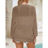 Womens Milanese Knit Cardigan Semi Sheer Lace Beach Cover Ups Open Front Cardigan Ribbed Cuff Open Front Sweater,Camel - S - 2 of 4