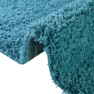 Reversible Blue Synthetic Shag Rug 4' x 6'