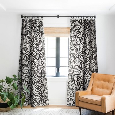Avenie Matisse Inspired Shapes Black Single Panel Room Darkening Window Curtain - Society6