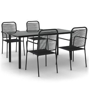 vidaXL Patio Dining Set Outdoor Dining Set Garden Table and Chair Set Black - 63" Table Length 4 Items - 1 of 4