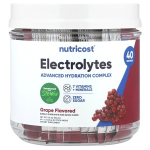 Nutricost Electrolytes, Advanced Hydration Complex, Grape, 40 Stick Packs, 0.1 oz (4 g) Each - 1 of 3