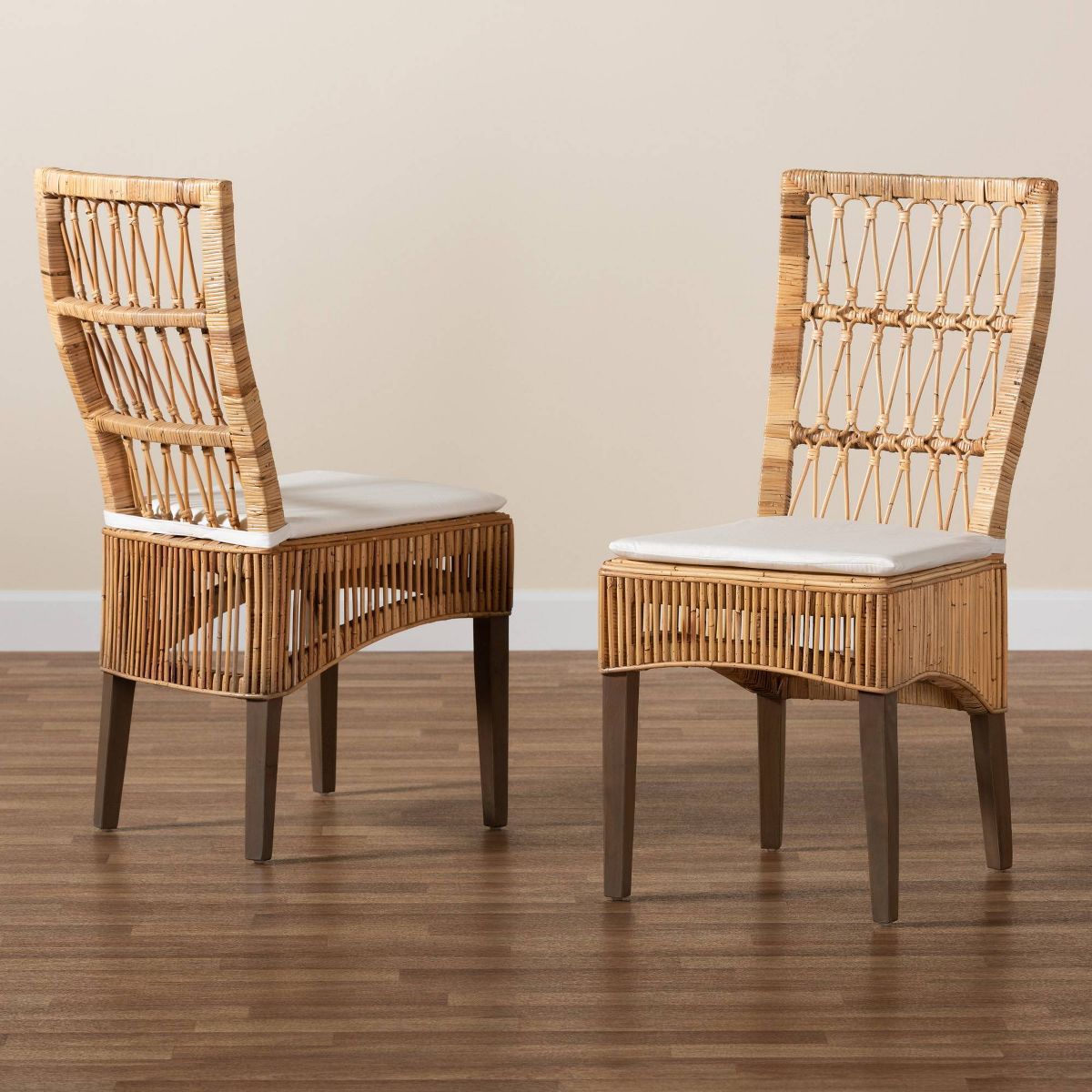 2pc Sullivan Rattan Dining Chair Set Brown - bali & pari: Mahogany, Bohemian, No Assembly Required - thumbnail 6