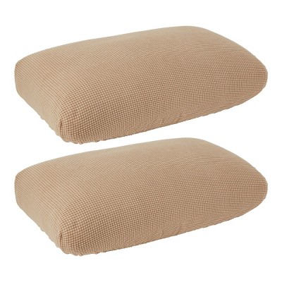 2 Pack Stretch Outdoor Cushion Covers for Patio Furniture and Sofas, Reversible (Medium, Sand Beige)