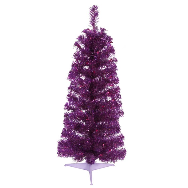 Vickerman Purple Pencil Artificial Christmas Tree, 1 of 4