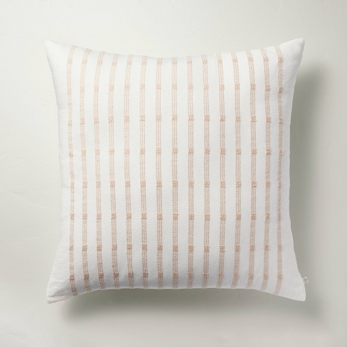 Broyhill White & Tan Woven Dot Stripe Throw Pillow