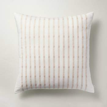 24"x24" Textured Rail Stripe Square Throw Pillow Sage Cream/Tan - Hearth & Hand™ with Magnolia