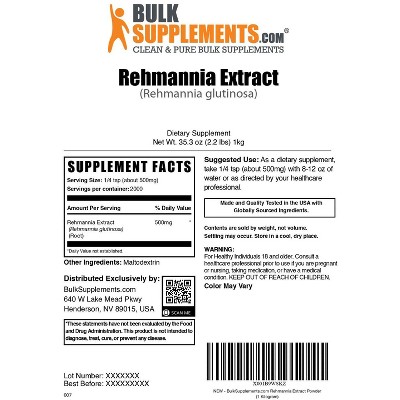 BulkSupplements Rehmannia Root Extract Powder