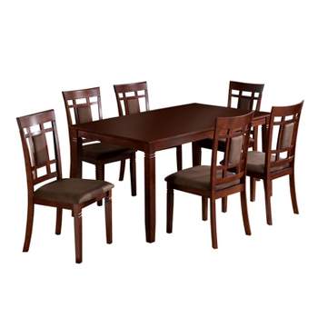 7pc Adressa Dining Set with Gridded and Padded Chair Back/Dark Cherry - miBasics