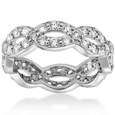 Pompeii3 1 cttw Diamond Infinity Eternity Wedding Anniversary Ring 14K White Gold