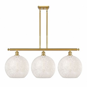 White Mouchette - 3 Light Stem Hung Island In Modern Style-14 Inches Tall and 38.5 Inches Wide - 1 of 1