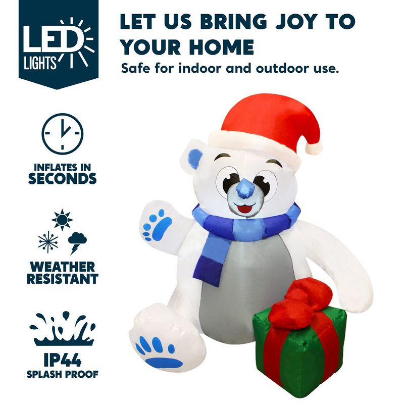 Joiedomi 4 ft Waving Polar Bear Inflatable Decoration, 2 of 8