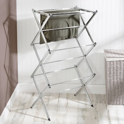 Chrome Slim-Profile Collapsible Clothes Drying Rack