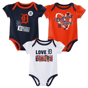 MLB Detroit Tigers Infant Girls' 3pk White Bodysuit - 1 of 4