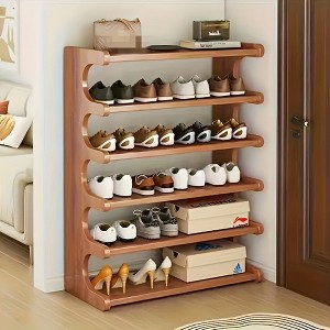SKRAN 6-Tier Bamboo Shoe Rack, Free Standing Storage Shelf Entryway Shoe Tower Perfect For Dormitories And Entryways Ample Storage Space - 1 of 4