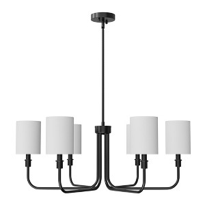 YANSUN 6-Light Black Style Chandelier with Cylindrical Fabric Shade E12 for Dining Room (Bulbs No Included) - 1 of 1