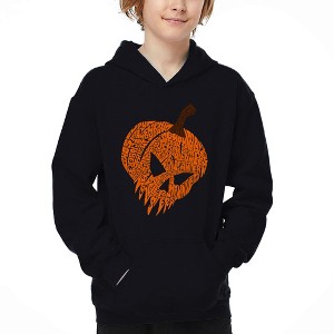 LA Pop Art Evil Pumpkin - Boy's Word Art Hooded Sweatshirt - 1 of 4