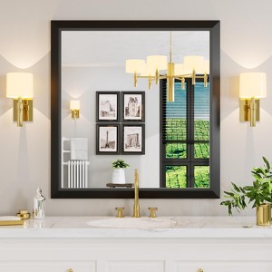 Apmir High-Strength Tempered Glass and Aluminum Alloy Framed French Cleat Mounted Wall Decor Mirror in matte black with 5-Year Warranty - 1 of 4