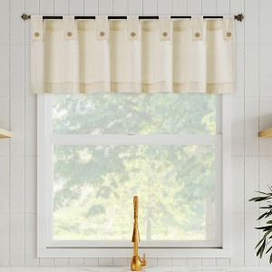 54"x14" Archaeo Light Filtering Cotton Blend Button Tab Top Curtain Panel Cream: Transitional Indoor Decor - 1 of 4