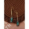 Vintage Green Stone Dangle Earrings: Victorian Style with Created Emerald - 3 of 4