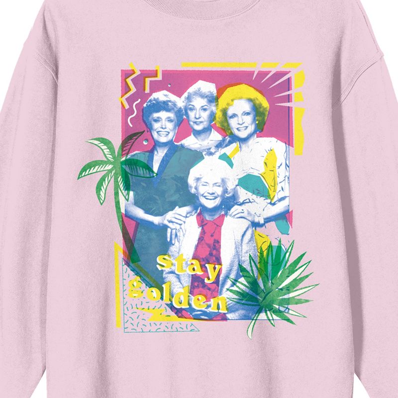 Golden Girls Pastel Art Crew Neck Long Sleeve Cradle Pink Women's Sweatshirt, 2 of 3
