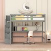 NicBex Full Size Loft Bed with Desk Pine Bed Frame with Shelves, Storage Stairs and Full Length Guardrail, No Box Spring Required - 2 of 4