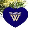 Wellesley College Primary Logo Heart Love Wood Christmas Tree Holiday Ornament - 2 of 3