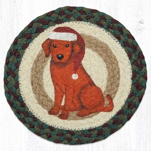 Earth Rugs Hand-Stenciled Dog Art Trivet – Holiday Table Accent in Natural Jute - 1 of 3