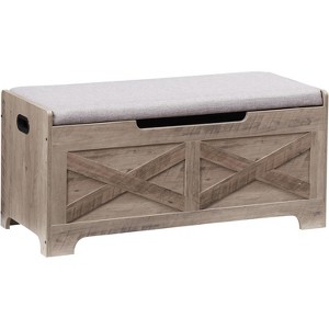Acekool Storage Bench with Lift Top - Rustic Wood Entryway Seat & Organizer - 1 of 4