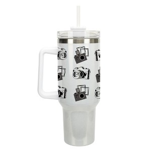 Elanze Designs Vintage Polaroid Camera Pattern 40 oz. Stainless Steel, Large Water Bottle Coffee Mug, Spill & Leak Resistant, Thermal Travel Tumbler - 1 of 1