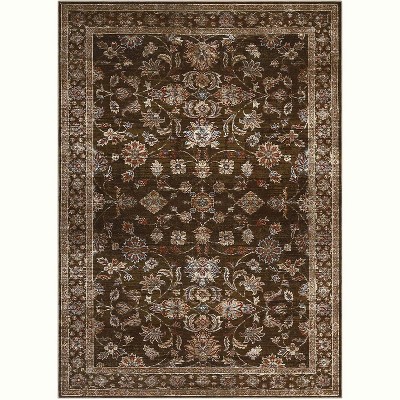 Vintage Washable Area Rug - Low Pile Non-Slip Carpet with Rubber Backing, Distressed Pattern for Living Room, Bedroom & Home Office