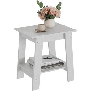 Wood Side Table with Storage Shelf, Small End Tables for Small Spaces, Square Nightstand and Accent Table for Living Room & Bedroom - 1 of 4