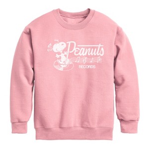 Boys' - Peanuts - Records Dancing Snoopy Graphic Long Sleeve Fleece Sweatshirt - 1 of 4