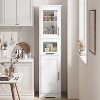 TROPOW Armadio da bagno da 170 cm, con ante e ripiano regolabile, sottile bianco, con 5 scomparti, per bagno, soggiorno, cucina, sala da pranzo - 3 of 4