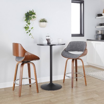 Fabrizzi Dark Gray Wood and Metal Swivel Counter Stool Set