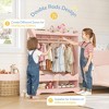 Arceso Double Rods Kids Dress Up Storage with Full-Length Mirror, Kids Wardrobe Closet with 3 Hooks, Open Hanging Toddler Dress Up Rack - 3 of 4