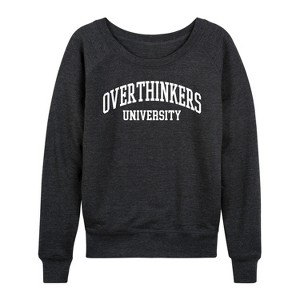 Women's - Instant Message - Overthinkers University Lightweight French Terry Wide Neck Long Sleeve Shirt - 1 of 4