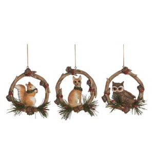 Transpac Rustic Woodland Ornament Set of 3 Resin Tree Ornaments for Christmas Indoor Decoration and Gift Giving - 1 of 1