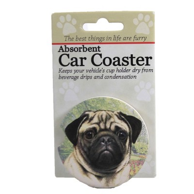 Car Coaster 2.5" Pug Car Coaster Absorbant Pet Dog E & S Pet  -  Coasters