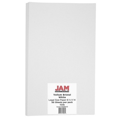 JAM Paper Vellum Bristol Index Paper 110 lbs 8.5" x 14" White 16928443