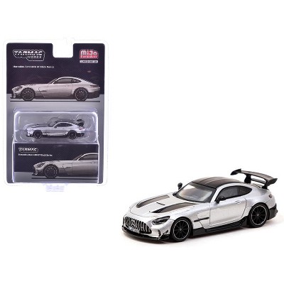 Mercedes-Benz AMG GT Black Series Silver Metallic with Black Hood Stripes and Top "Global64" 1/64 Diecast Model by Tarmac Works