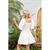 Coolmee Women's Summer Dress Deep V Neck Flared Sleeve Elegant Bow Flowy Casual Holiday Mini Dress - 3 of 4
