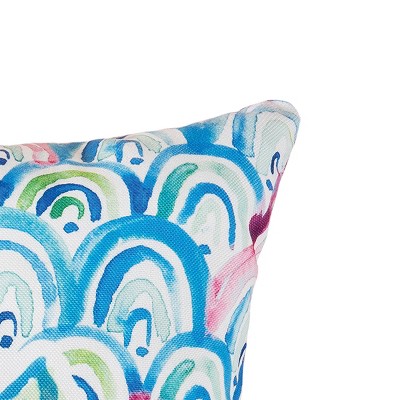 18" Blue and Green Polyester Coastal Seahorse Throw Pillow
