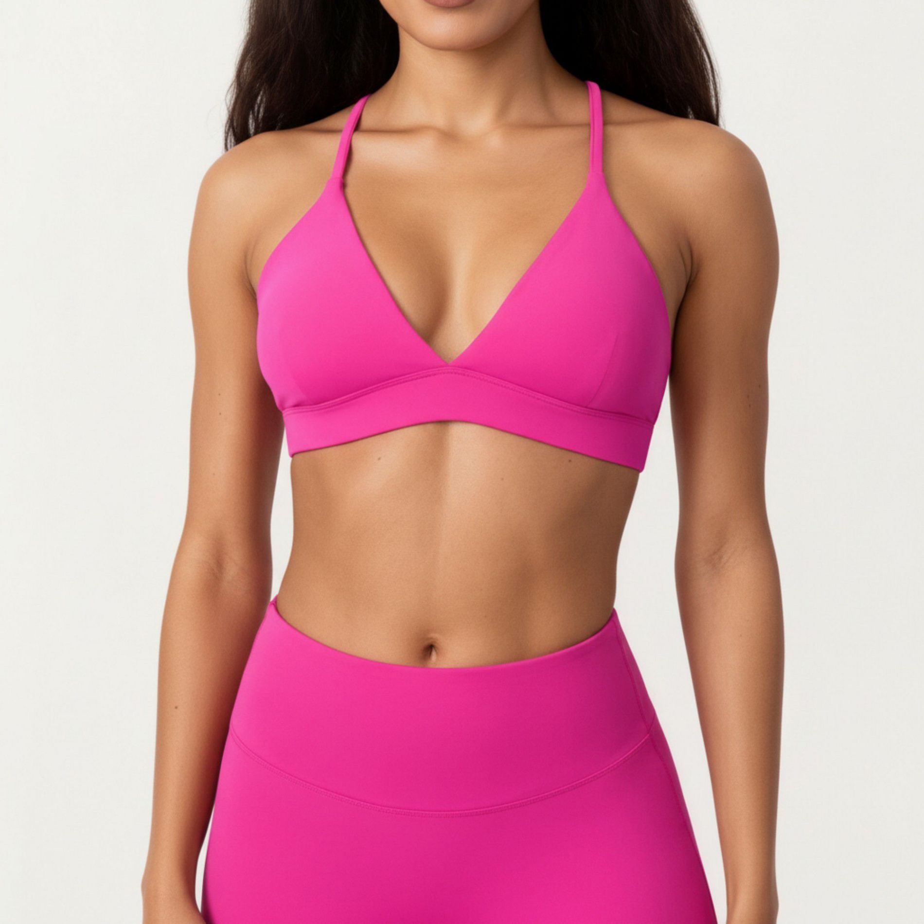 Anna-Kaci Active Women's Triangle Sports Bra with Adjustable Cross Back Straps and Smooth Band
